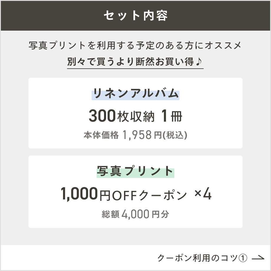 ぶぅちゃん　しまうまプリント　カメラのキタムラ　リネンアルバム　７冊 リネンアルバム＆写真プリント2,000円分OFFクーポンセット｜写真